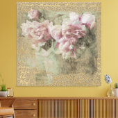 ** Peony Floral Handwriting  Victoriaans AR23 Canvas Afdruk (Insitu (Woonkamer))