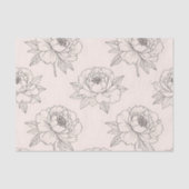 Peony Floral Line Art Pattern Soft Tissuepapier (Voorkant)
