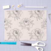 Peony Floral Line Art Pattern Soft Tissuepapier (Craft)