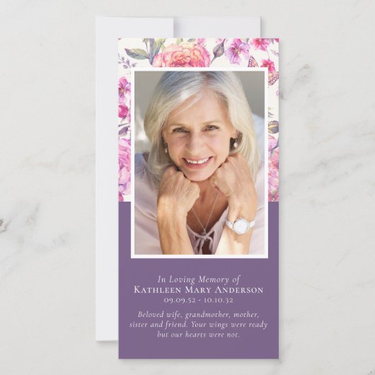 Peony Floral Memorial Prayer Bladwijzer (Voorkant)