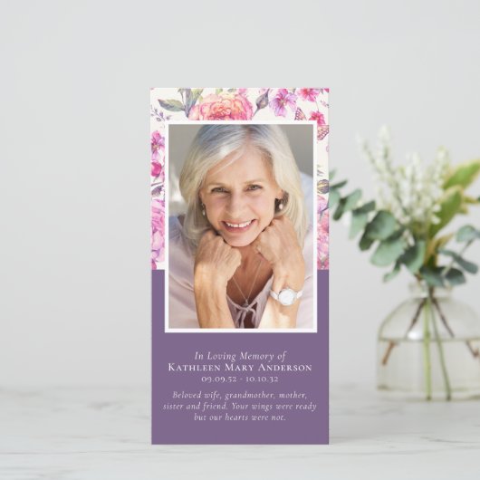 Peony Floral Memorial Prayer Bladwijzer (Staand voorkant)