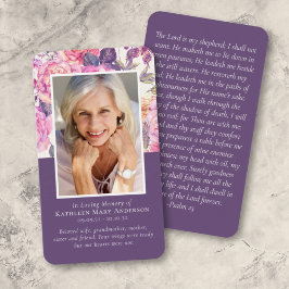 Peony Floral Memorial Prayer Card Visitekaartje