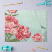 Peony Floral Mint Roze Bourgogne Retro Chintz Voge Tissuepapier (Craft)