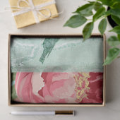 Peony Floral Mint Roze Bourgogne Retro Chintz Voge Tissuepapier (Geschenk)