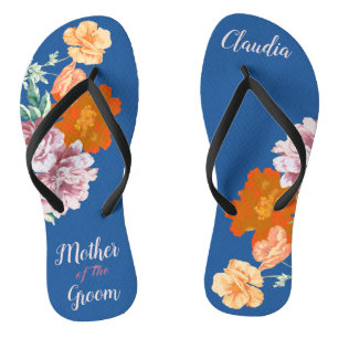 Peony Floral Moeder van het Groom Blue Wedding Teenslippers