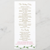 Peony Floral Order of Service/Wedding Program Kaar Programmakaart (Achterkant)