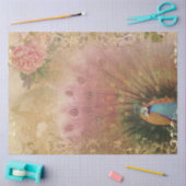 Peony Floral Peacock Blush Pink Gold Decoupage Tissuepapier (Craft)