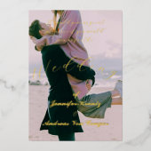 Peony Floral Photo Wedding Folie Uitnodiging (Voorkant)