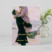 Peony Floral Photo Wedding Folie Uitnodiging (Staand Voorkant)