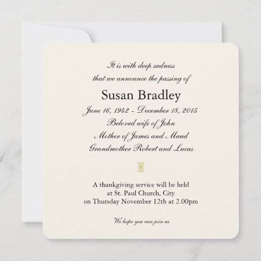 Peony Floral Photography 2 Funeral Announement Kaart (Achterkant)