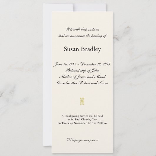 Peony Floral Photography 3 Funeral Announement Kaart (Achterkant)