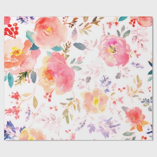 Peony floral Pink Pattern Antiek Weddings Cadeaupapier (Vlak)