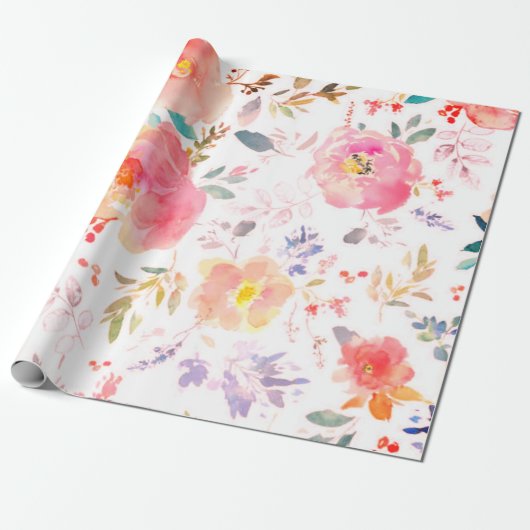 Peony floral Pink Pattern Antiek Weddings Cadeaupapier (Uitgerold)