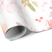 Peony floral Pink Pattern Antiek Weddings Cadeaupapier (Rol Hoek)