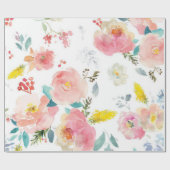 Peony floral Pink Pattern Antiek Weddings Cadeaupapier (Vlak)
