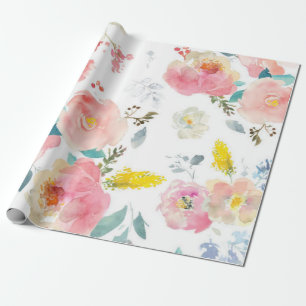 Peony floral Pink Pattern Antiek Weddings Cadeaupapier
