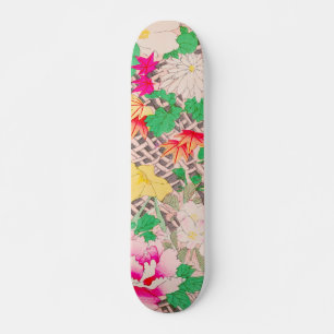 Peony Floral Print Japans Retropatroon Persoonlijk Skateboard