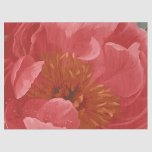 Peony Floral Roze Bourgogne Moderne Kunst Hedendaa Tissuepapier (Voorkant)