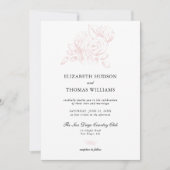 Peony Floral Sketch Formele Moderne Klassieke Huwe Kaart (Voorkant)