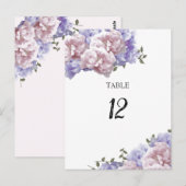 Peony Floral Table Seating Number Kaart (Voorkant / Achterkant)