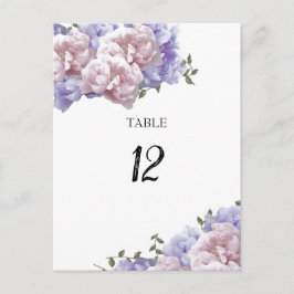 Peony Floral Table Seating Number Kaart