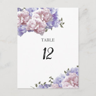 Peony Floral Table Seating Number Kaart