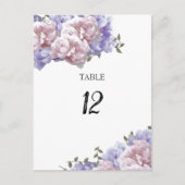 Peony Floral Table Seating Number Kaart (Voorkant)