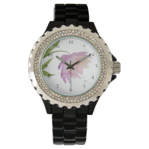 *~* Peony Floral Waterverf Pink Lavender Popular Horloge