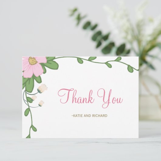 Peony Floral Wedding Bedankt (Staand voorkant)