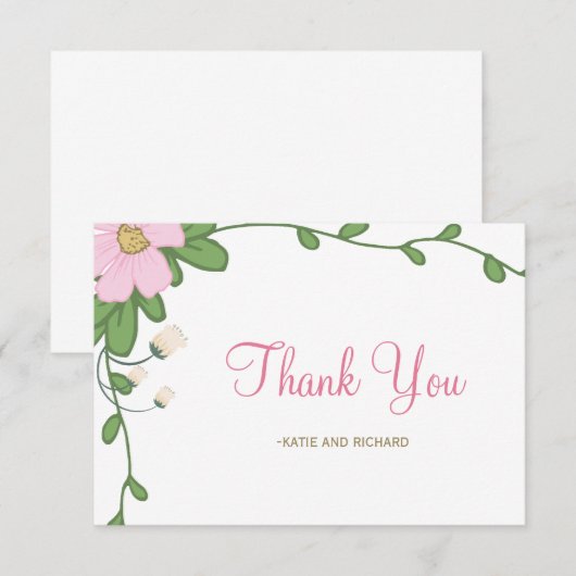 Peony Floral Wedding Bedankt (Voorkant / Achterkant)