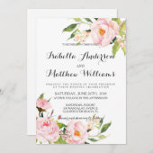 Peony Floral Wedding Invitation-2 Kaart (Voorkant / Achterkant)