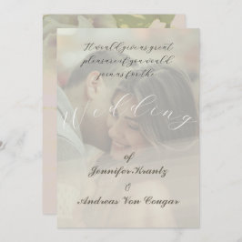 Peony Floral Wedding & Photo Invite Kaart