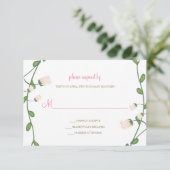 Peony Floral Wedding RSVP Kaart (Staand voorkant)