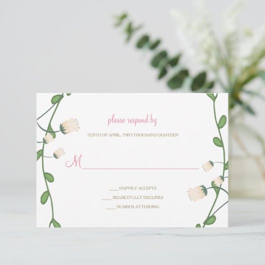 Peony Floral Wedding RSVP Kaart (Staand voorkant)