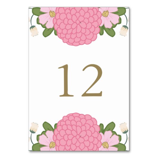 Peony Floral Wedding Table Number Kaarten (Voorkant)
