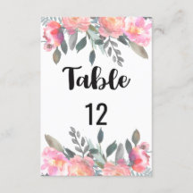 Peony Floral Wedding Table Number (Zitplaatje)