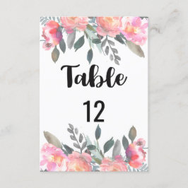 Peony Floral Wedding Table Number (Zitplaatje) Kaart