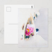 Peony Flower and Sparrow in Snow, Watanabe Seitei Briefkaart (Voorkant / Achterkant)