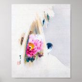 Peony Flower and Sparrow in Snow, Watanabe Seitei Poster (Voorkant)