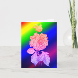 Peony Flower Art Rainbow Note Kaart
