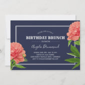 Peony Flower Birthday Brunch Blue Kaart (Voorkant)