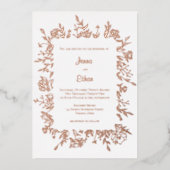 Peony Flower Border Folie Uitnodiging (Voorkant)