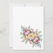 Peony flower border wedding kaart (Achterkant)