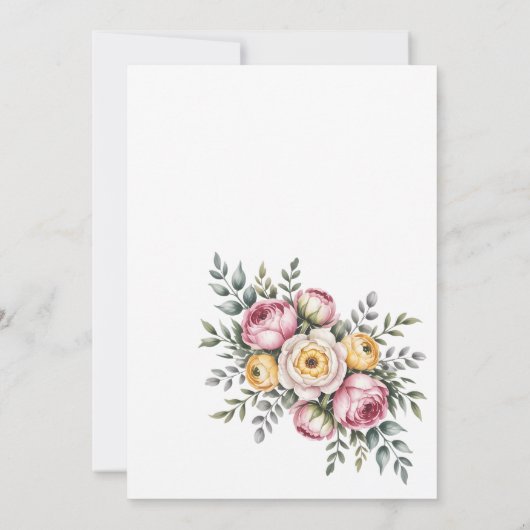 Peony flower border wedding kaart (Achterkant)