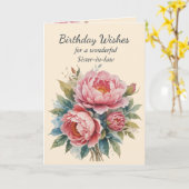 Peony Flower Bouquet schoonzus Verjaardag Kaart (Gele Bloem)