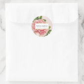 PEONY FLOWER eco  look bloemig stijlvol roze Ronde Sticker (Tas)