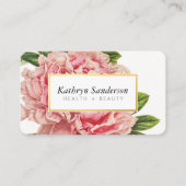 PEONY FLOWER eco  look bloemig stijlvol roze Visitekaartje (Voorkant)
