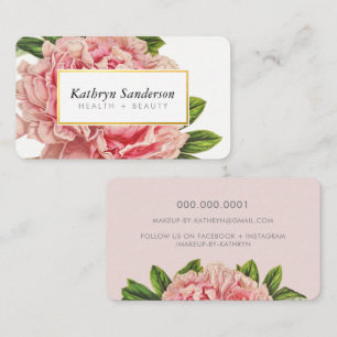 PEONY FLOWER eco  look bloemig stijlvol roze Visitekaartje