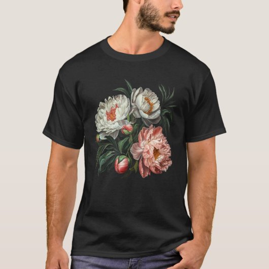 Peony Flower Floral Bouquet Lovers T-shirt (Voorkant)