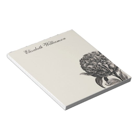 Peony Flower Illustralized Personalized Notitieblok (Schuin)